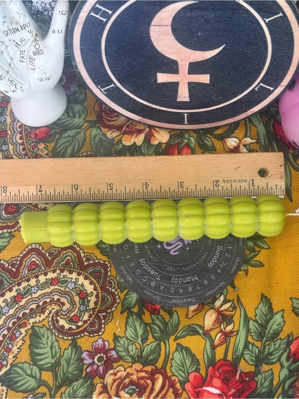 Olive Green Pumpkin Stack Taper Candle